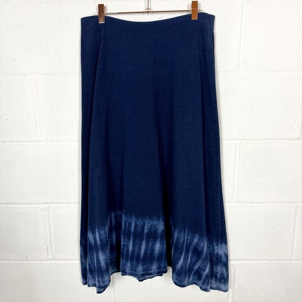 J. Jill Pure Jill Indigo Pull-On Skirt Midi Blue Tie-Dye Bohemian Beach Size S